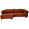 ECKSOFA Rostfarben Chenille  - Rostfarben/Schwarz, KONVENTIONELL, Holz/Textil (160/290cm) - Carryhome