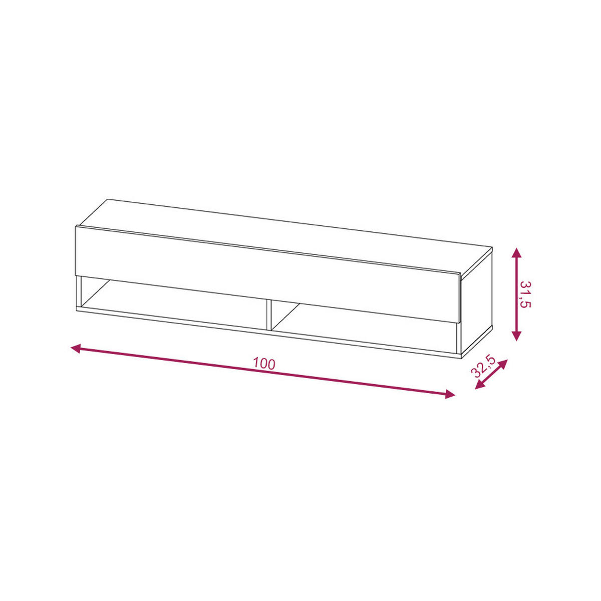 LOWBOARD DERBY  in 100/31,5/32,5 cm  - Schwarz Hochglanz/Schwarz, Design, Holzwerkstoff (100/31,5/32,5cm) - Livetastic