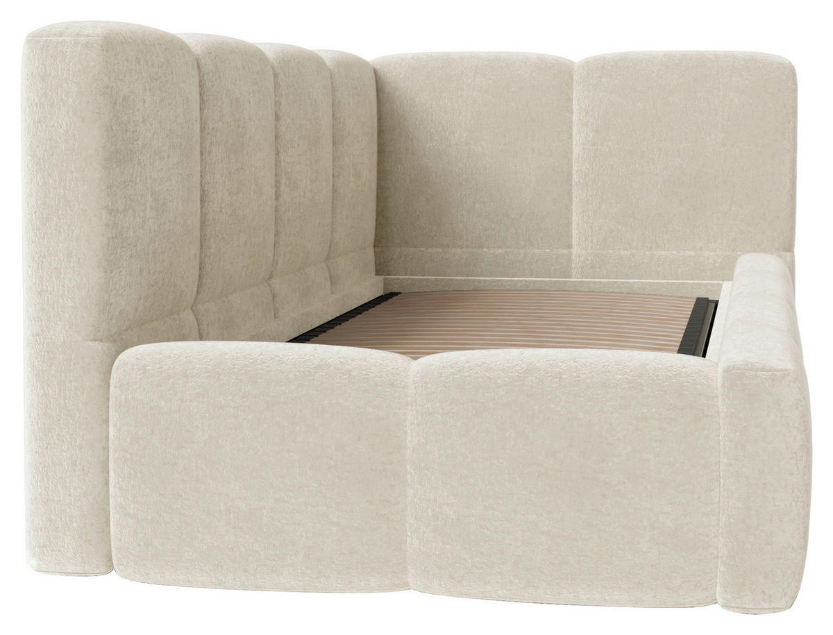 POLSTERBETT 90/200 cm,  in Beige, Lattenrost, Bettkasten,  - Beige/Schwarz, Design, Holz/Textil (90/200cm) - Chameo