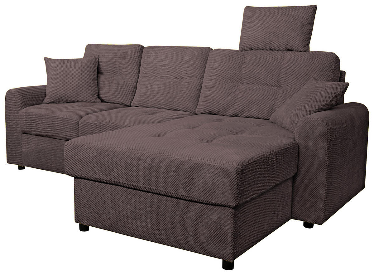 ECKSOFA Braun Chenille  - Schwarz/Braun, KONVENTIONELL, Kunststoff/Textil (232/153cm) - Carryhome