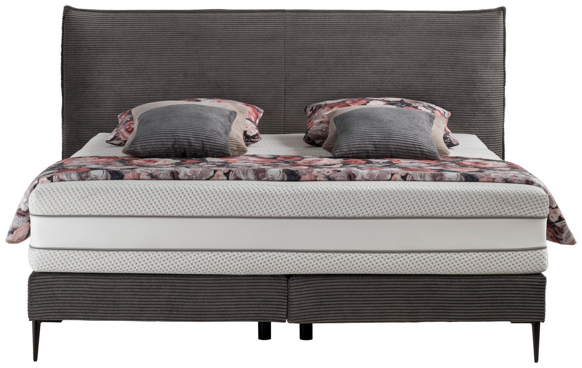 BOXSPRINGBETT 160/200 cm  in Anthrazit  - Anthrazit/Schwarz, MODERN, Textil/Metall (160/200cm) - Beldomo - Sleep