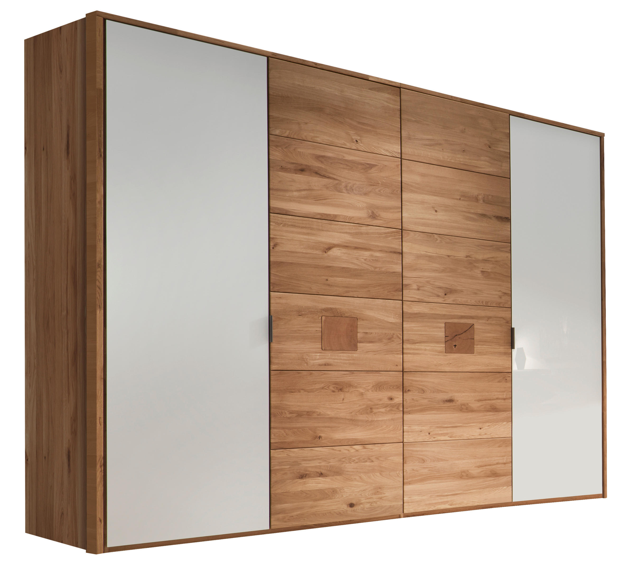 DREHTÜRENSCHRANK Weiss, Eichefarben  - Weiss/Eichefarben, Natur, Glas/Holz (250/218,5/60cm) - Valnatura