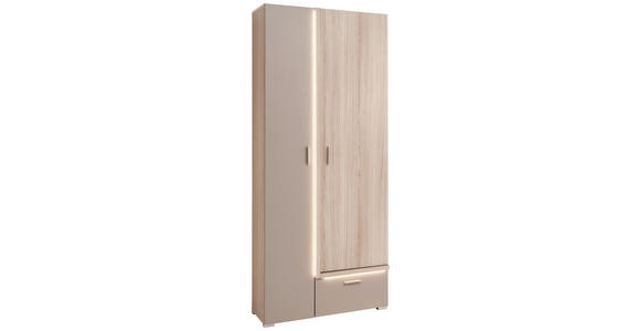 GARDEROBENSCHRANK in 78/194/38 cm - Chromfarben/Eichefarben, Design, Holzwerkstoff/Kunststoff (78/194/38cm) - Voleo