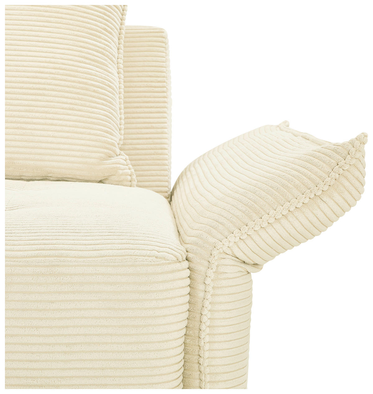 BIGSOFA in Cord Elfenbein  - Elfenbein/Schwarz, Design, Textil/Metall (226/91/103cm) - Carryhome