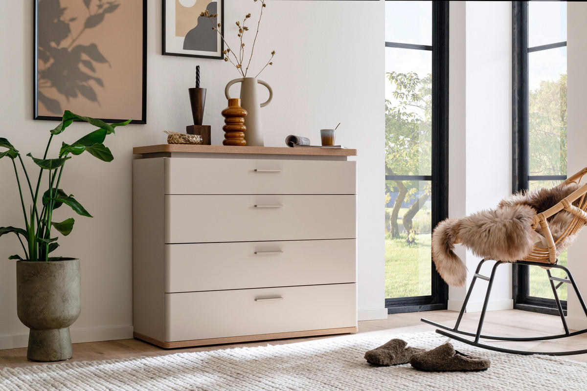 KOMMODE  in 100/90/41 cm  - Kaschmir/Eichefarben, Design, Holz/Holzwerkstoff (100/90/41cm) - Venda