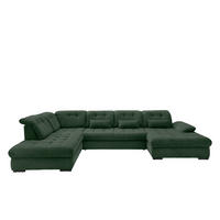 WOHNLANDSCHAFT in Cord Dunkelgrün  - Dunkelgrün/Schwarz, MODERN, Textil/Metall (252/387/184cm) - Livetastic