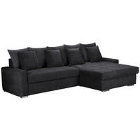 ECKSOFA 293/164 cm SALVADOR in Mikrofaser Schwarz Zierkissen, Rückenkissen, Bettkasten, Schlaffunktion  293/164 cm  - Silberfarben/Schwarz, MODERN, Holz/Textil (293/164cm) - MID.YOU