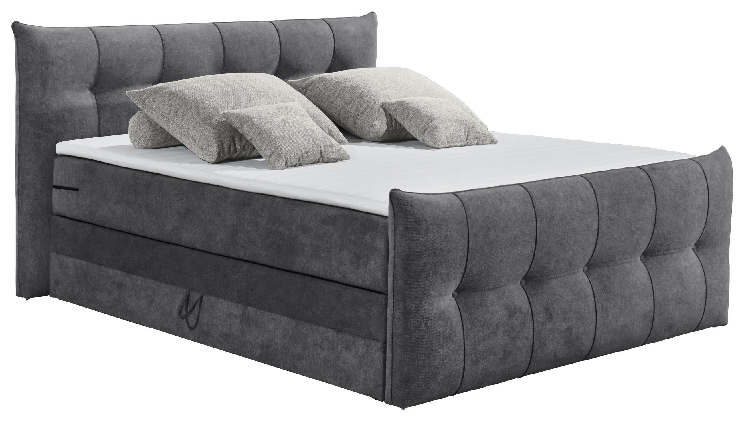 BOXSPRINGBETT 180/200 cm  in Anthrazit  - Anthrazit/Schwarz, KONVENTIONELL, Kunststoff/Textil (180/200cm) - Esposa