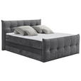 BOXSPRINGBETT 180/200 cm,  in Anthrazit, Matratze, Bettkasten, Topper, H3 = fest, H4 = sehr fest, Wendematratze mit unterschiedlichen Härtegraden  - Anthrazit/Schwarz, KONVENTIONELL, Kunststoff/Textil (180/200cm) - Esposa