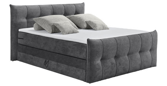 BOXSPRINGBETT 180/200 cm,  in Anthrazit, Matratze, Bettkasten, Topper, H3 = fest, H4 = sehr fest, Wendematratze mit unterschiedlichen Härtegraden  - Anthrazit/Schwarz, KONVENTIONELL, Kunststoff/Textil (180/200cm) - Esposa