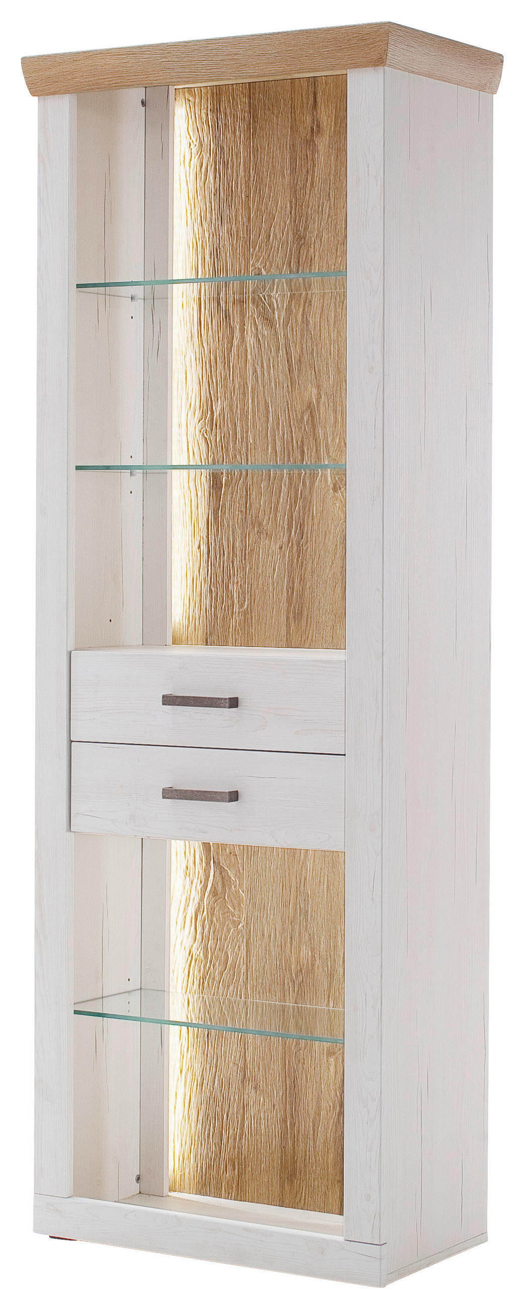 VITRINĂ  in culoare lemn stejar, culoare coconar  - culoare coconar/culoare lemn stejar, Design, plastic/sticlă (71/205/40cm) - MID.YOU