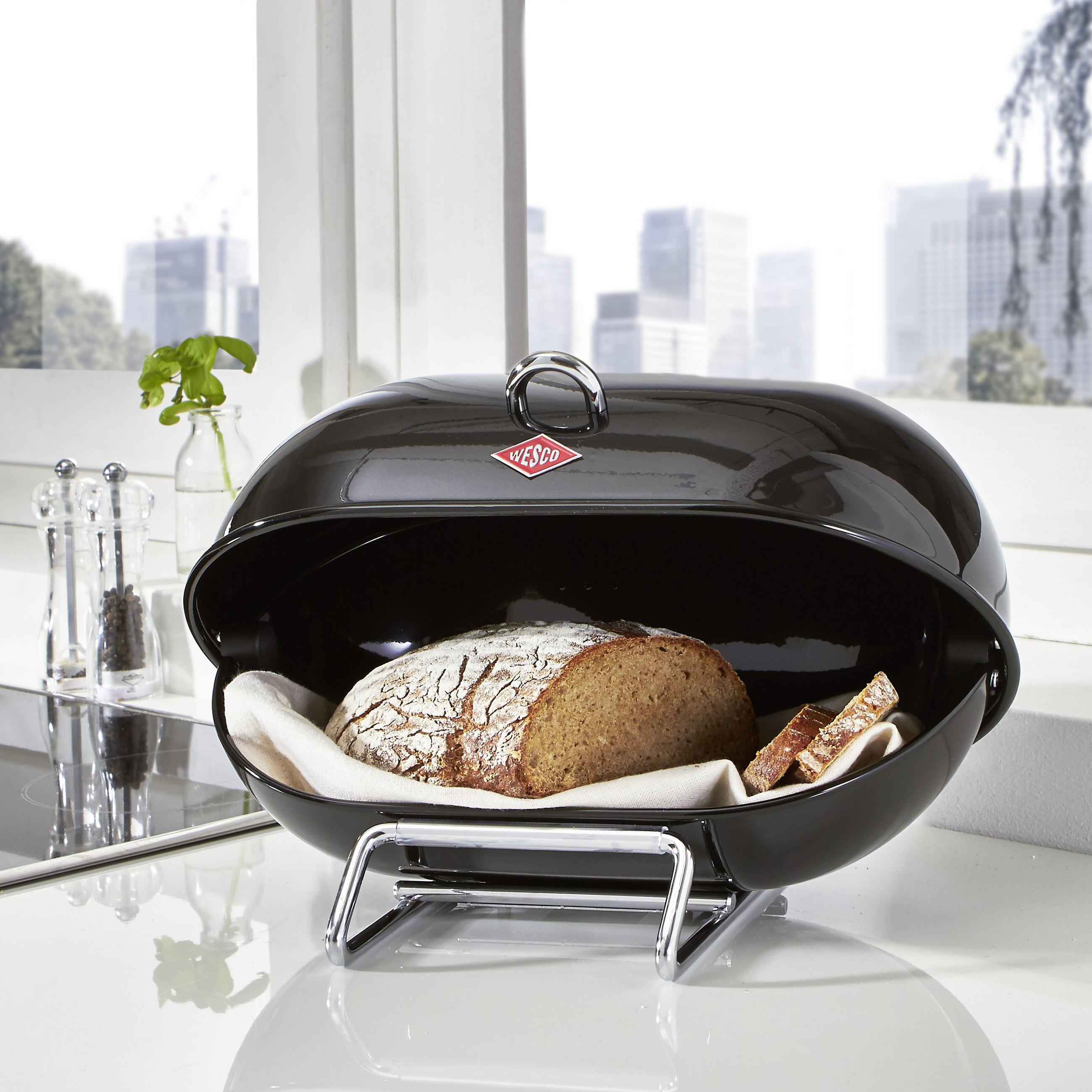 BROTKASTEN - Schwarz, Basics, Metall (34/21/23cm) - Wesco