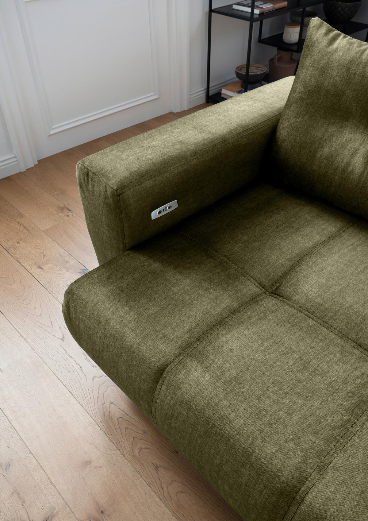 ECKSOFA in Velours Grün  246/177 cm  - Schwarz/Grün, MODERN, Textil/Metall (246/177cm) - MID.YOU