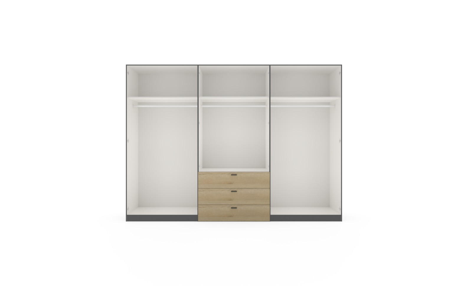 DREHTÜRENSCHRANK in Anthrazit, Schwarz, Eichefarben  - Eichefarben/Anthrazit, Design, Holzwerkstoff/Metall (303/220/59cm) - Jutzler