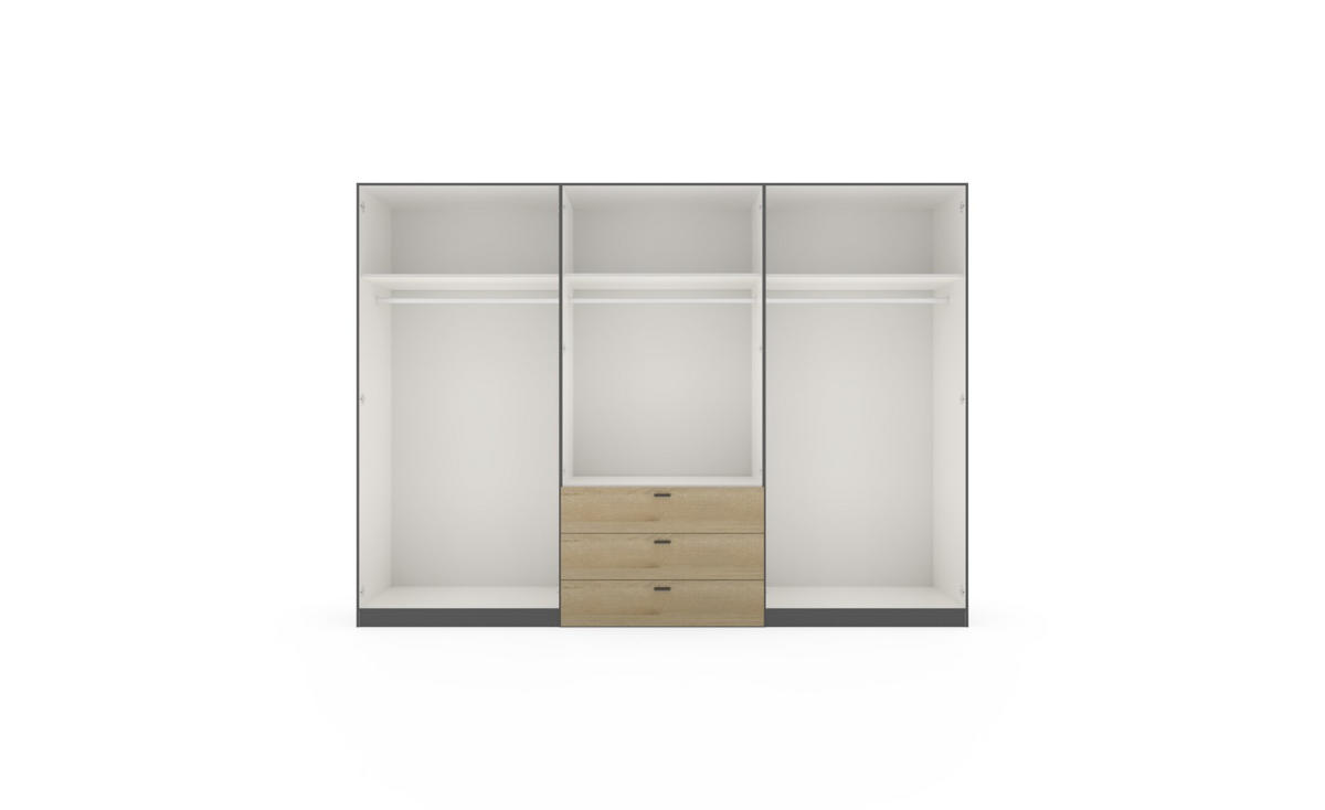 DREHTÜRENSCHRANK in Anthrazit, Schwarz, Eichefarben  - Eichefarben/Anthrazit, Design, Holzwerkstoff/Metall (303/220/59cm) - Jutzler
