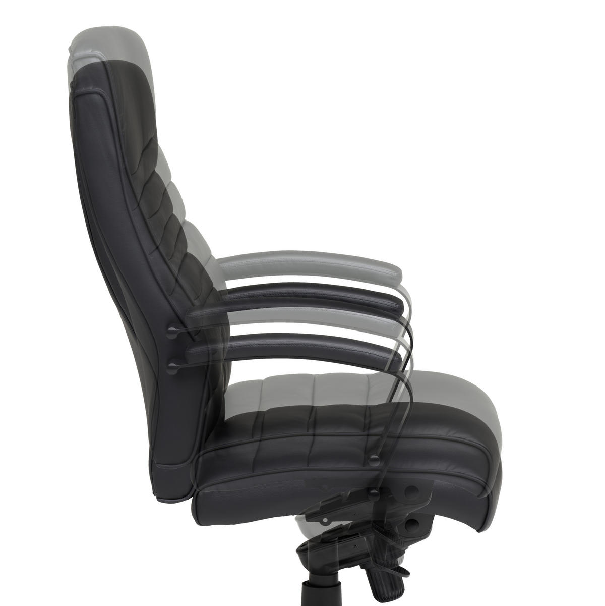 CHEFSESSEL  in Lederlook Schwarz, Chromfarben  - Chromfarben/Schwarz, MODERN, Kunststoff/Textil (64/115/121/69cm) - MID.YOU