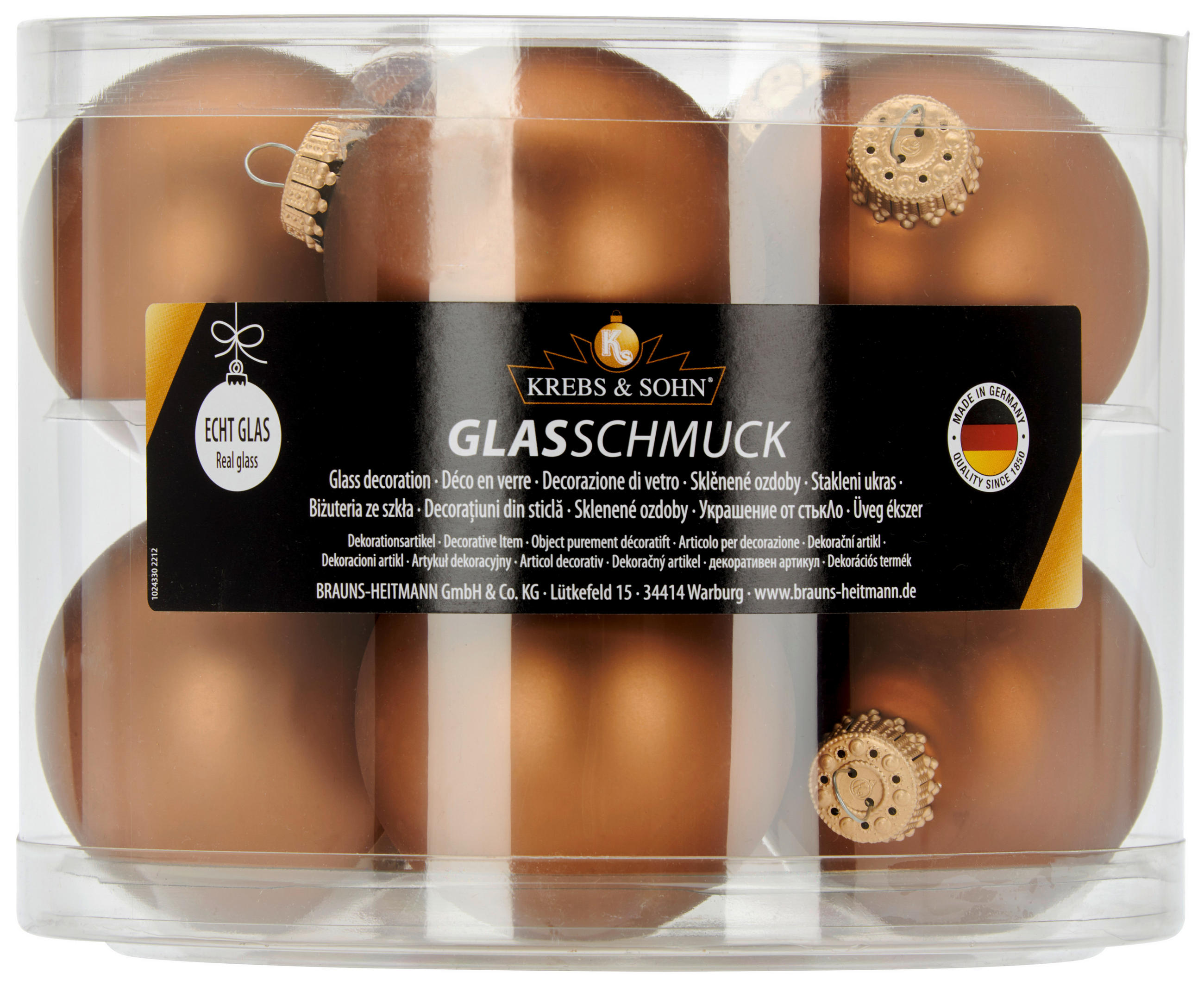 JULGRANSKULOR SET 7 cm 10 delar  - ljusbrun, Klassisk, glas (7cm)