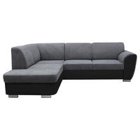 KOTNA SEDEŽNA GARNITURA, velur siva, črna  - srebrne barve/črna, Design, umetna masa/tekstil (196/255cm) - MID.YOU