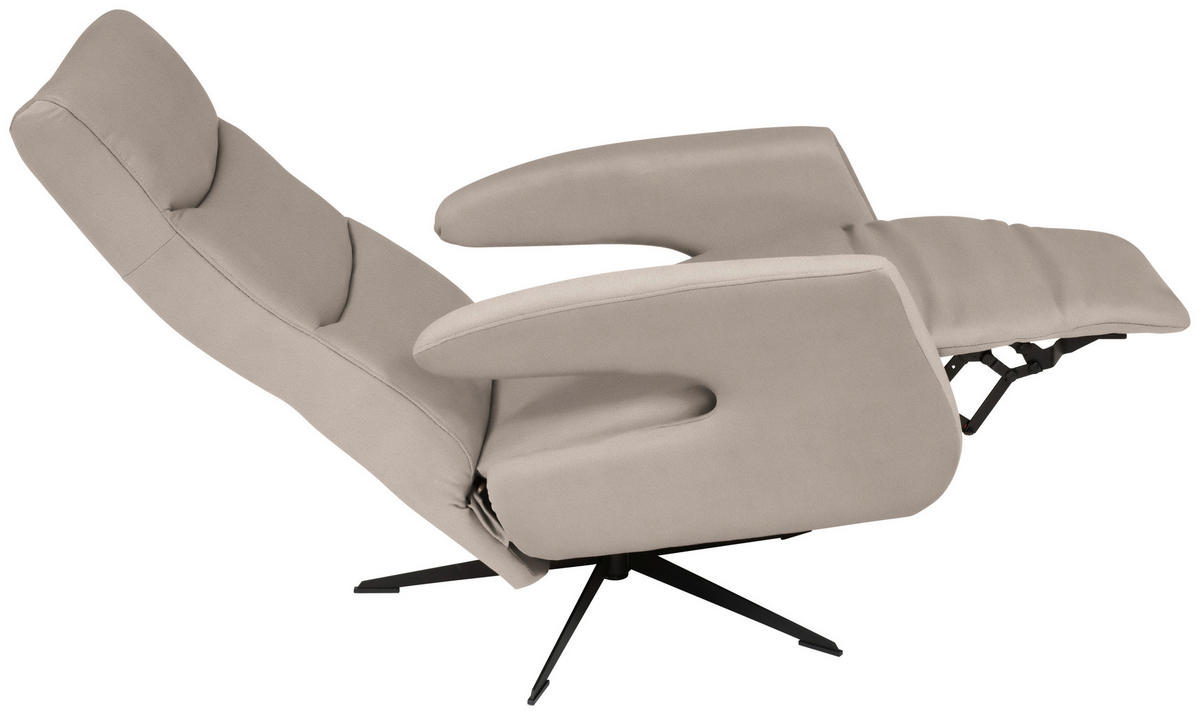 RELAXSESSEL in Textil Taupe  - Taupe/Schwarz, Design, Textil/Metall (75/106/89cm) - Welnova