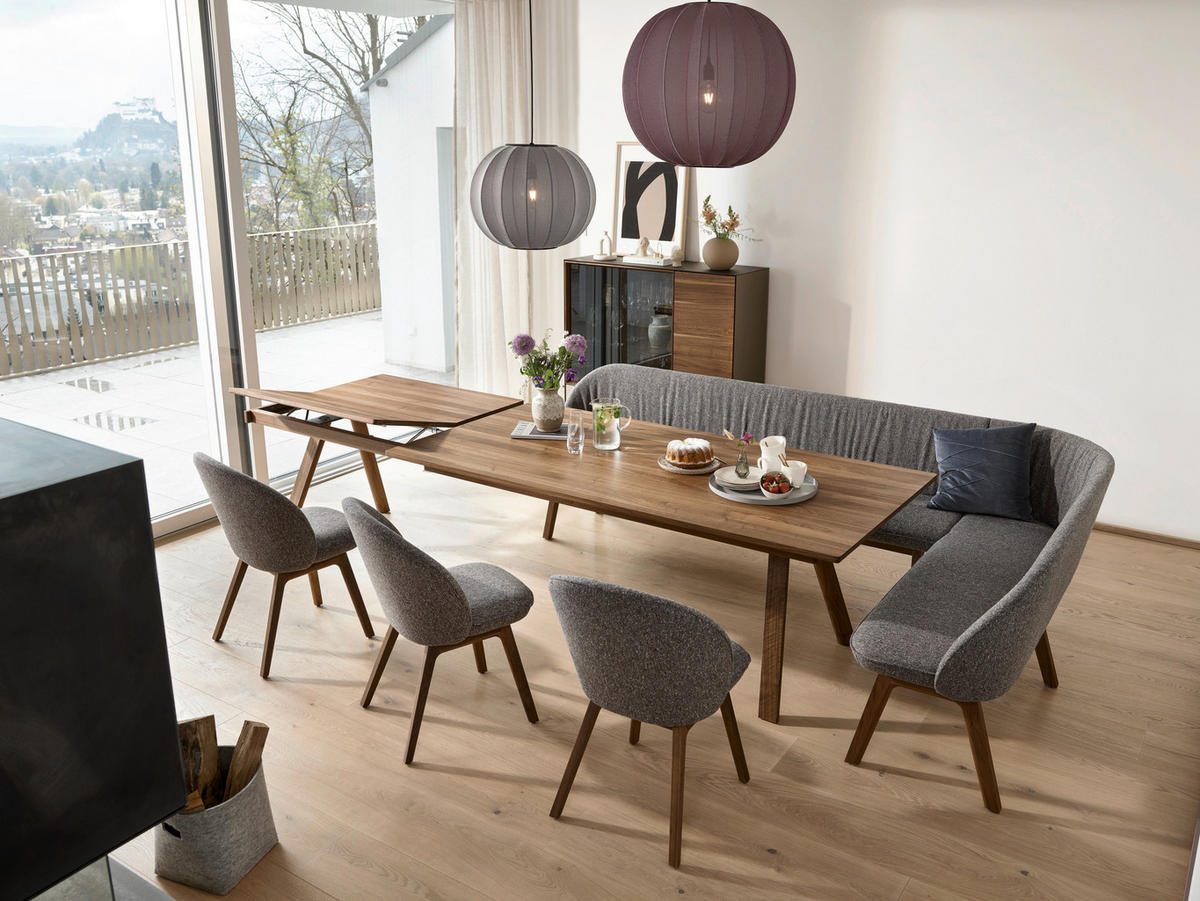 ESSTISCH in Holz 200(300)/100/75 cm  - Nussbaumfarben, Design, Holz (200(300)/100/75cm) - Team 7