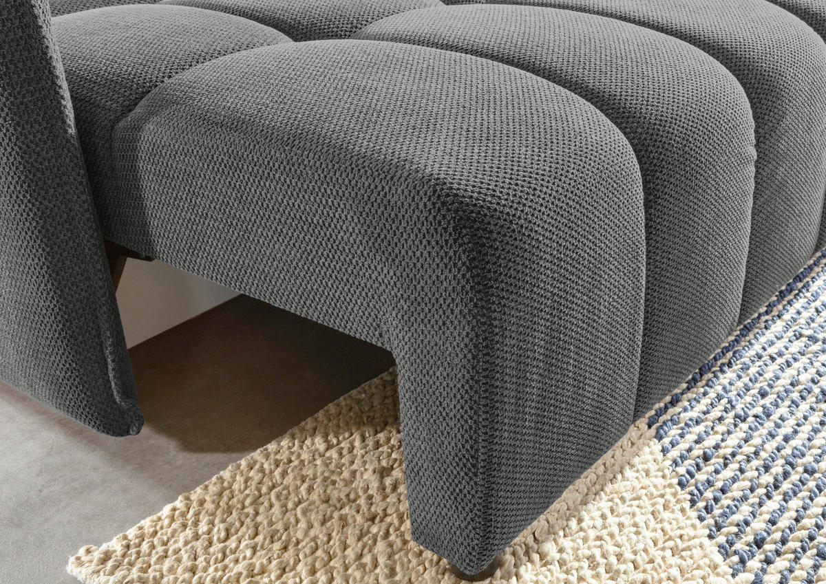 SCHLAFSOFA Plüsch Grau  inkl. Zierkissen, Rückenkissen, Bettkasten, Schlaffunktion, Rücken echt, Liegefläche im Originalstoff  - Schwarz/Grau, KONVENTIONELL, Kunststoff/Textil (200/73/105cm) - Carryhome