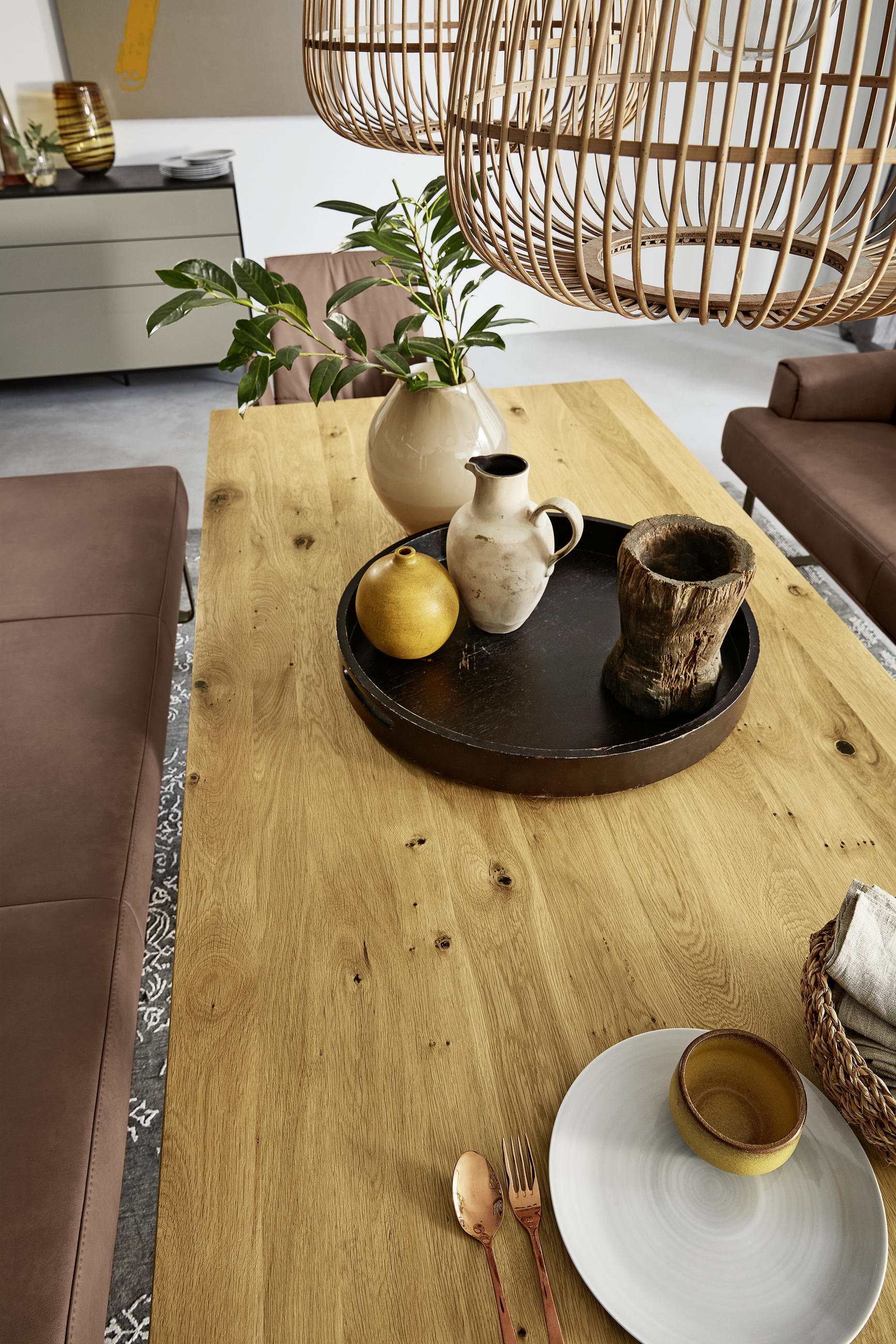 Thumbnail - Musterring Esstisch MR 2050, Eiche, Holz, Eiche, massiv, rechteckig, Kufe, Flachrohr, Wange, U-Form, 100x75.2x200 cm, in...