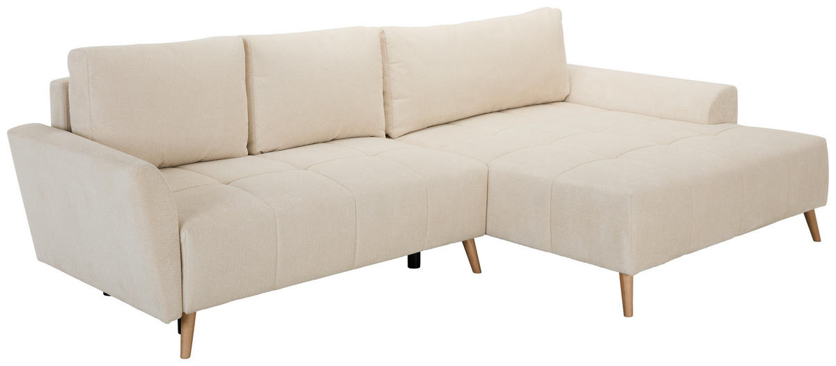 ECKSOFA Creme Webstoff  - Buchefarben/Creme, KONVENTIONELL, Holz/Textil (294/169cm) - Carryhome