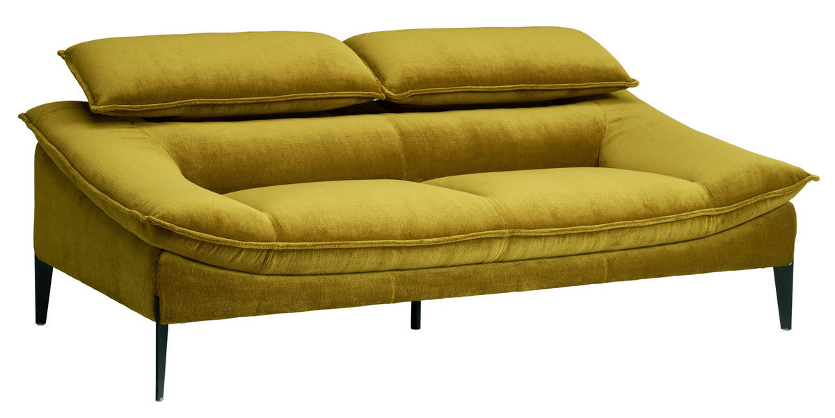 2,5-SITZER  in Chenille Gelb  - Gelb/Schwarz, Design, Textil/Metall (202/78/108cm) - Belluti