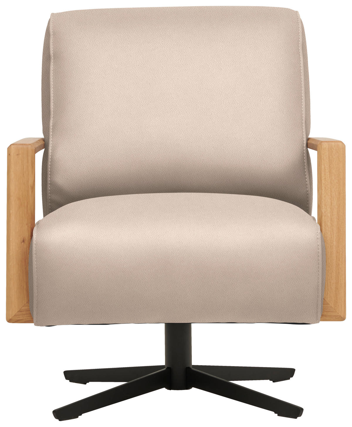 SESSEL in Echtleder Creme  - Wildeiche/Creme, Design, Leder/Holz (72/82/86cm) - Koinor