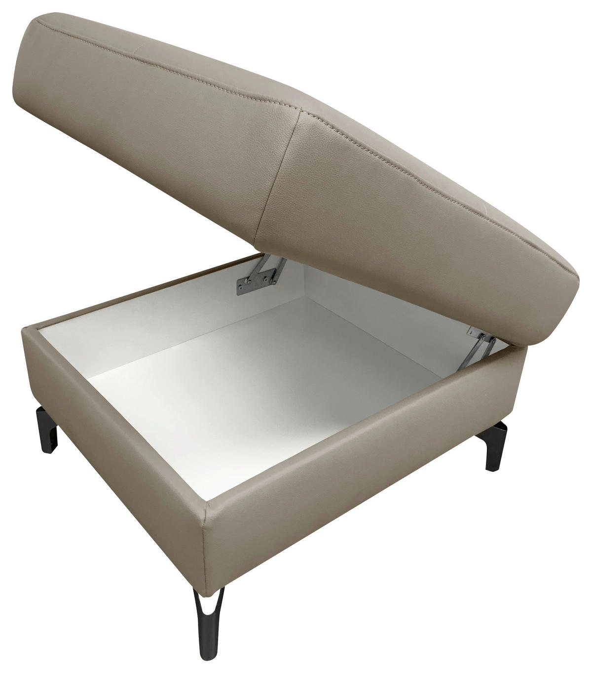 HOCKER inkl. Stauraum Lederlook Echtleder Schlammfarben  - Schlammfarben/Schwarz, Design, Leder/Textil (70/44/60cm) - Celina Home