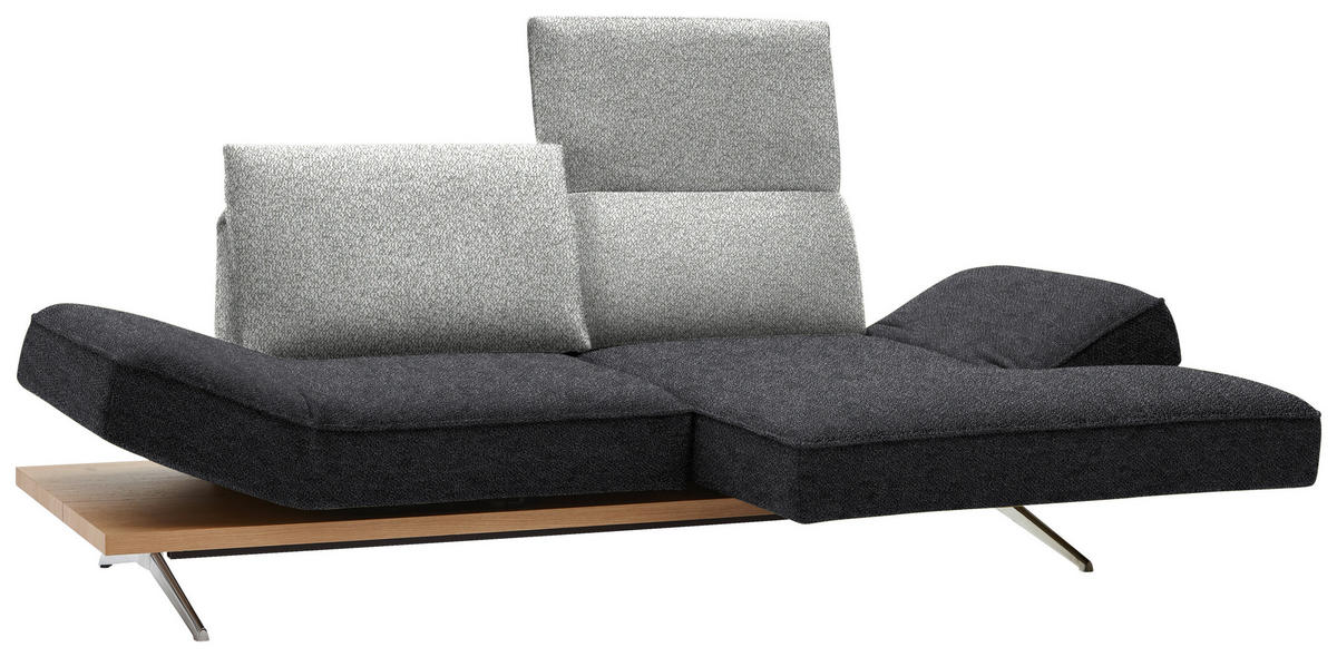 ECKSOFA in Flachgewebe Grau, Hellgrau  - Chromfarben/Hellgrau, Design, Holz/Textil (240/132cm) - Koinor