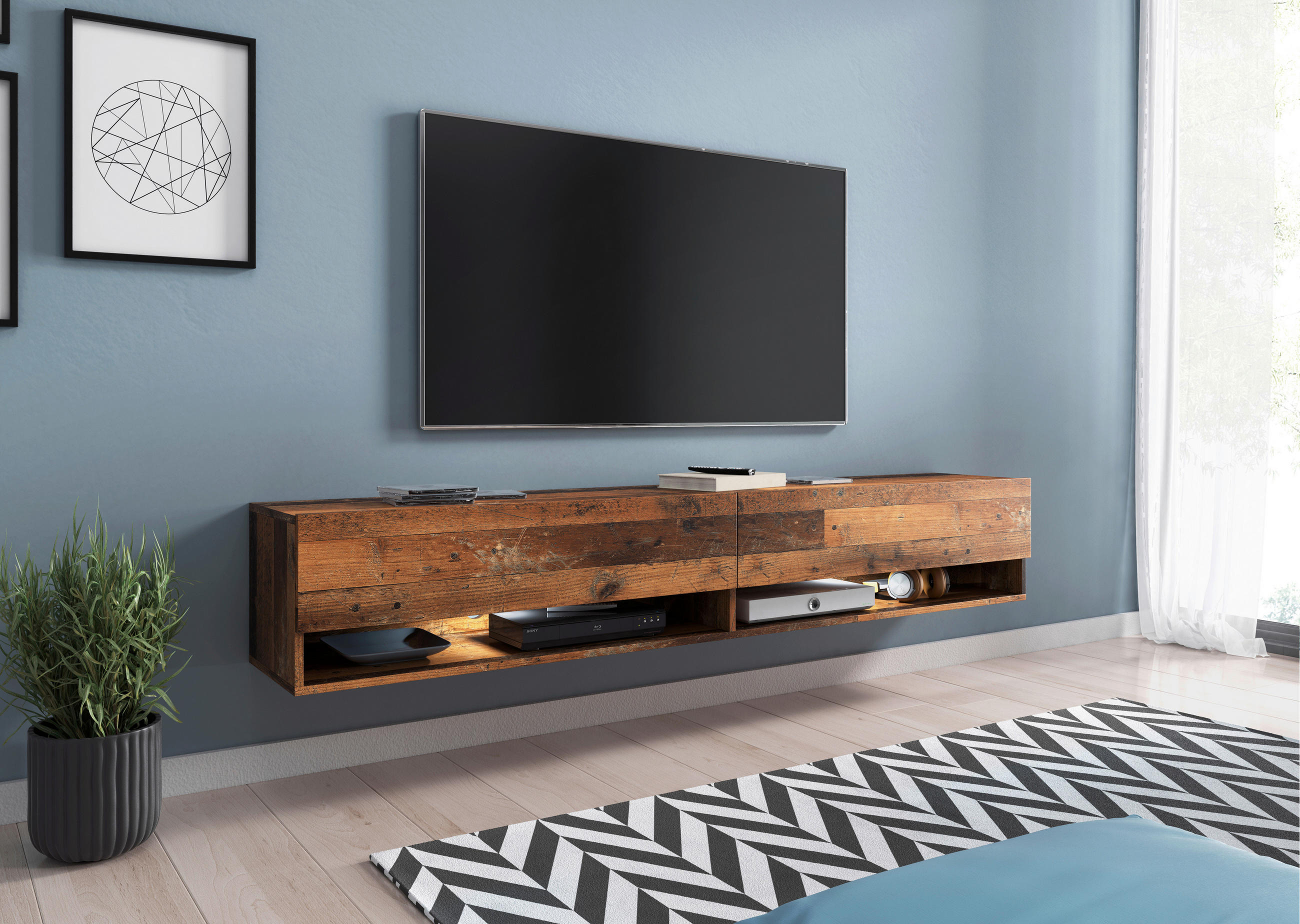 TV-BÄNK Vera II  i 180/30/32 cm  - antik ek/grå, Lifestyle, trämaterial/plast (180/30/32cm) - P & B