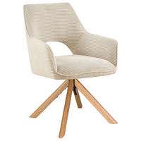 ARMLEHNSTUHL  Sitzfläche 360° drehbar, inklusive Armlehnen Cord  - Eichefarben/Creme, Design, Holz/Textil (60/85/63cm) - Hom`in
