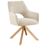 ARMLEHNSTUHL  Sitzfläche 360° drehbar, inklusive Armlehnen Cord  - Eichefarben/Creme, Design, Holz/Textil (60/85/63cm) - Hom`in