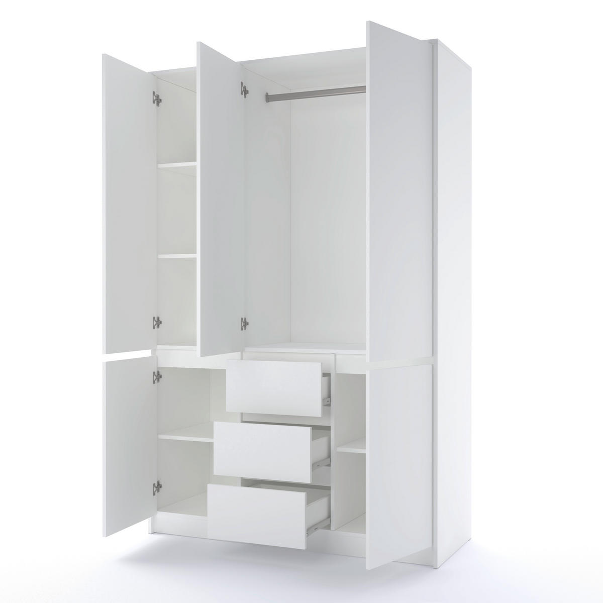 ORMAR ZA ODEĆU bela   - bela, Osnovno, pločasti materijal (133/205cm) - Xora