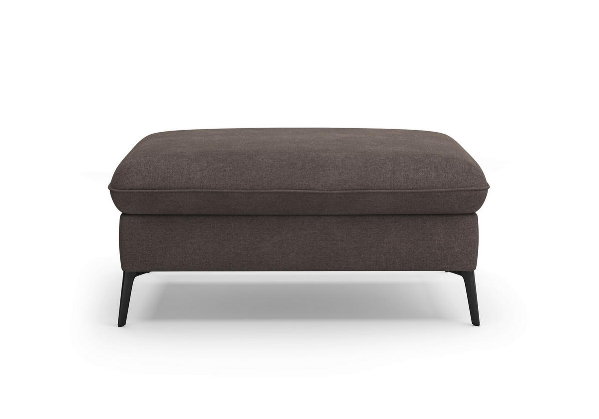 HOCKER in Textil Graphitfarben  - Creme/Schwarz, Konventionell, Textil/Metall (104/47/69cm) - Sit & More