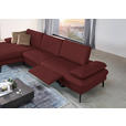 ECKSOFA in Echtleder Rot  - Rot/Schwarz, Design, Leder/Metall (157/325cm) - Dieter Knoll