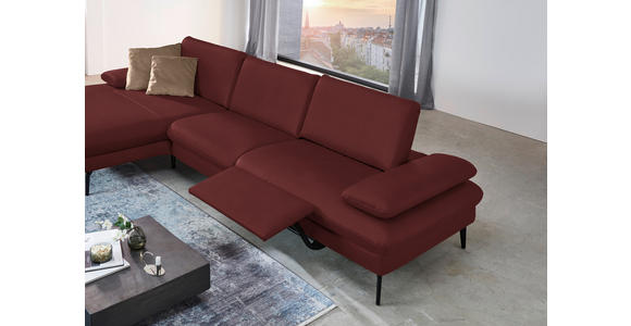 ECKSOFA in Echtleder Rot  - Rot/Schwarz, Design, Leder/Metall (157/325cm) - Dieter Knoll