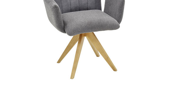 ARMLEHNSTUHL Velours, Webstoff Eiche massiv Anthrazit, Grau, Eichefarben - Eichefarben/Anthrazit, KONVENTIONELL, Holz/Textil (68/90/64cm) - Voleo