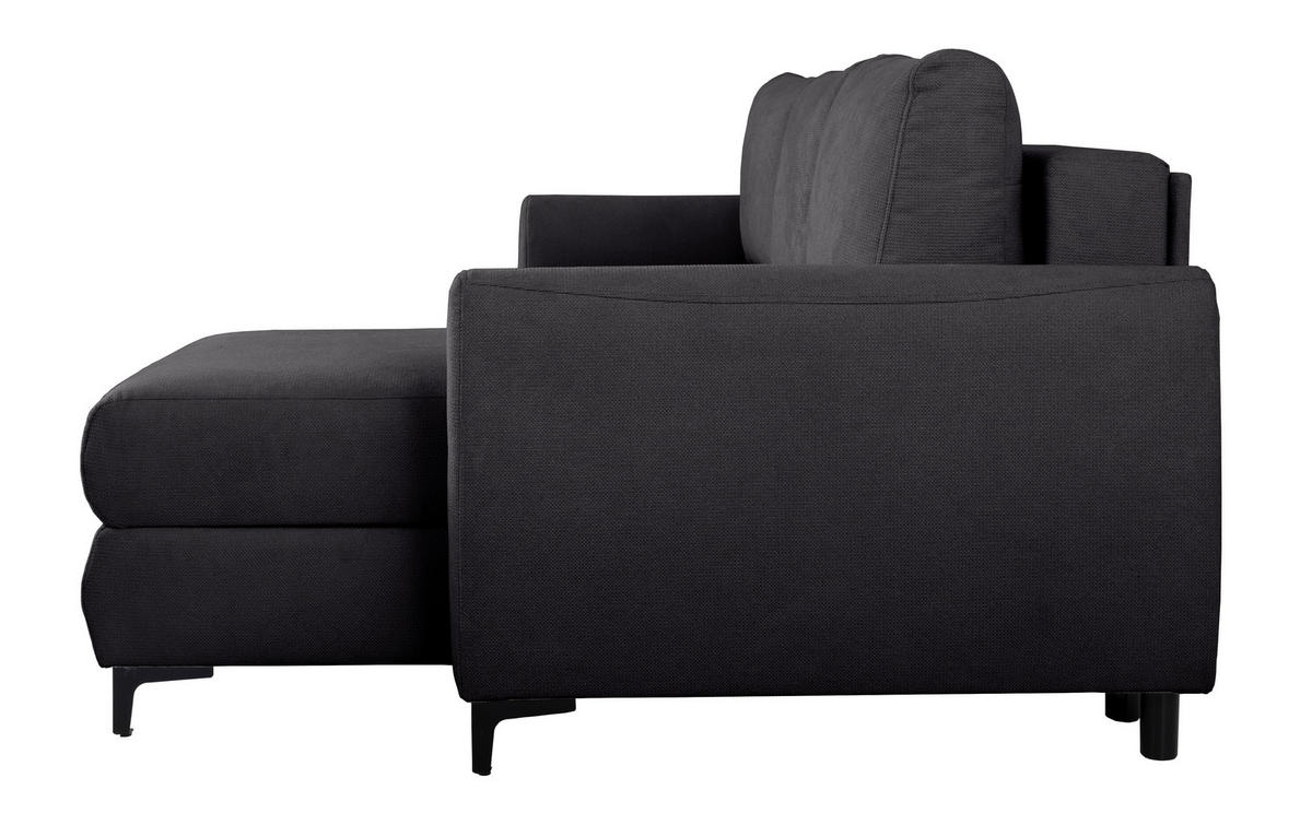 ECKSOFA Moli Schwarz Mikrofaser  - Schwarz, Design, Textil/Metall (236/148cm) - MID.YOU