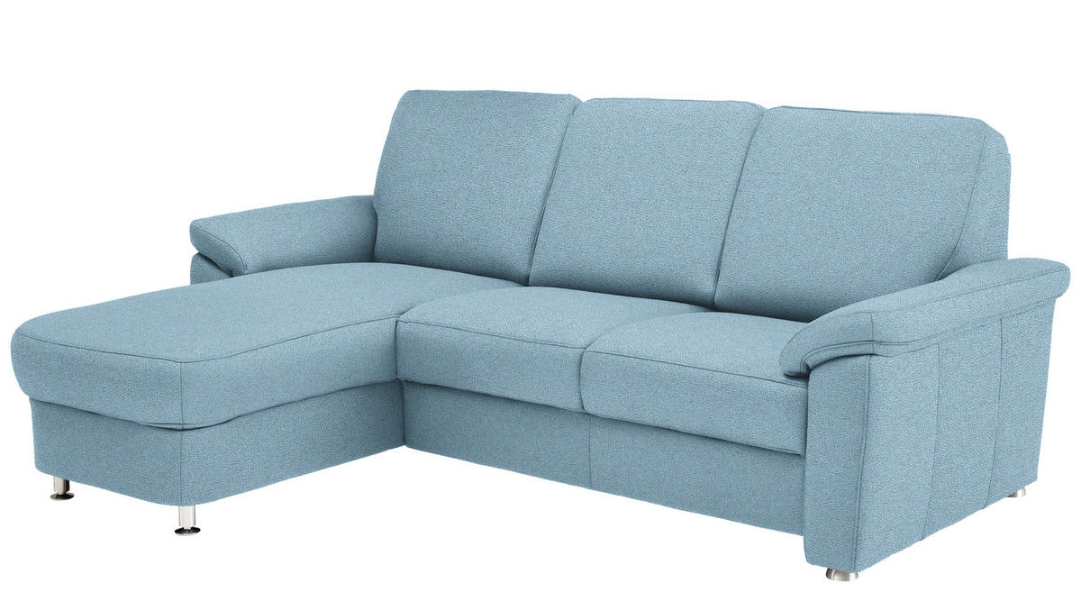 ECKSOFA in Flachgewebe Hellblau  - Chromfarben/Hellblau, Konventionell, Textil/Metall (163/250cm) - Beldomo System