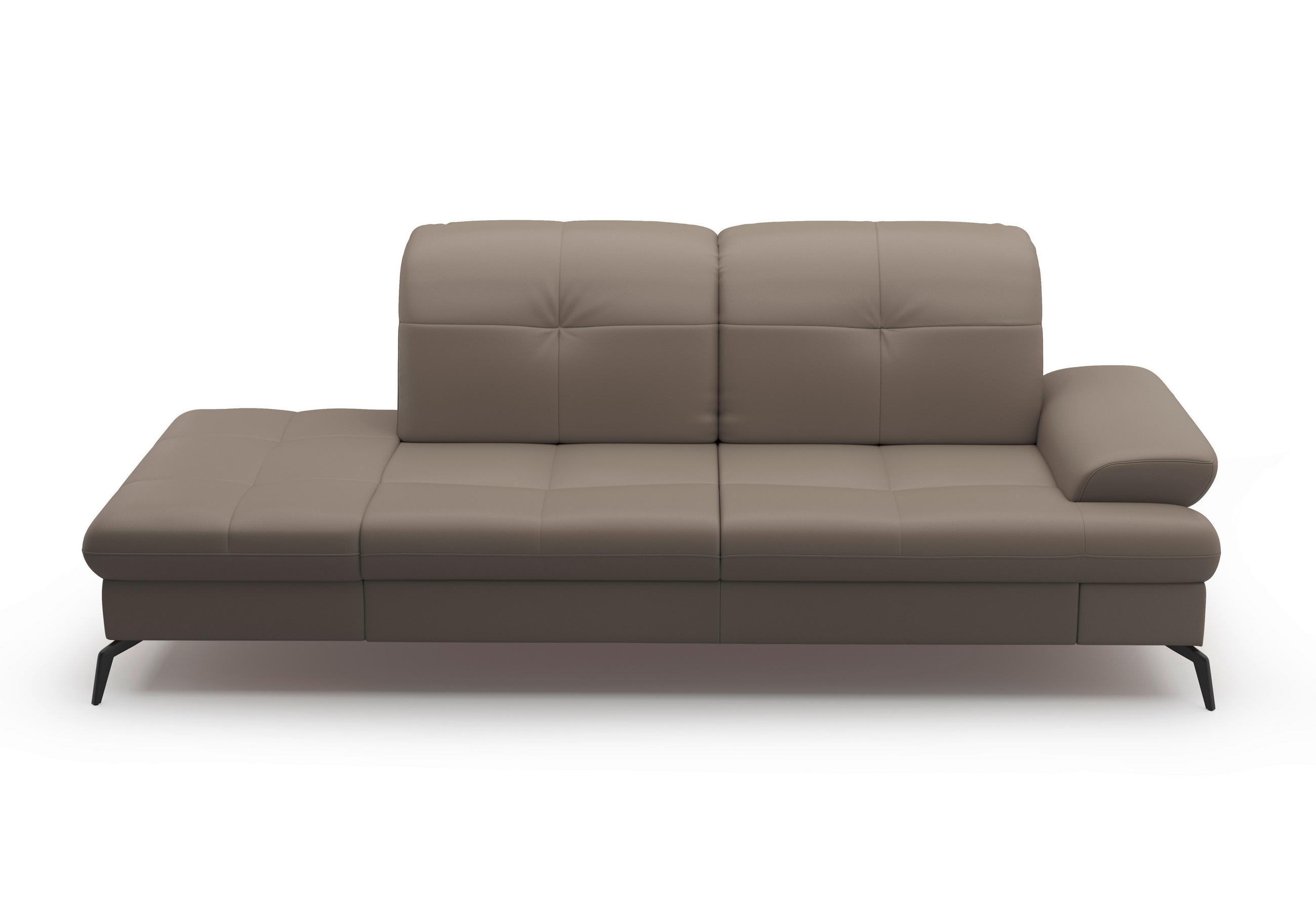 RÉCAMIERE Grau Echtleder  - Schwarz/Grau, KONVENTIONELL, Leder/Metall (231/90/122cm) - Sit & More