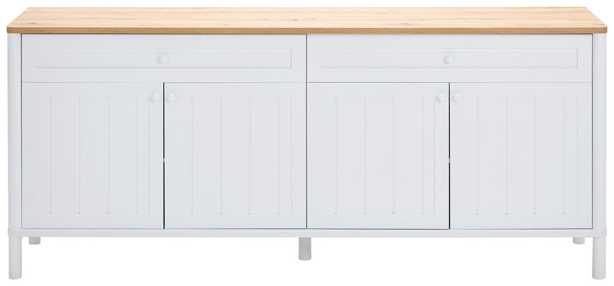 SIDEBOARD Weiss, Eiche Artisan  207,5/95,20/45,5 cm  - Weiss/Eiche Artisan, Romantik / Landhaus, Holzwerkstoff/Metall (207,5/95,20/45,5cm) - home24