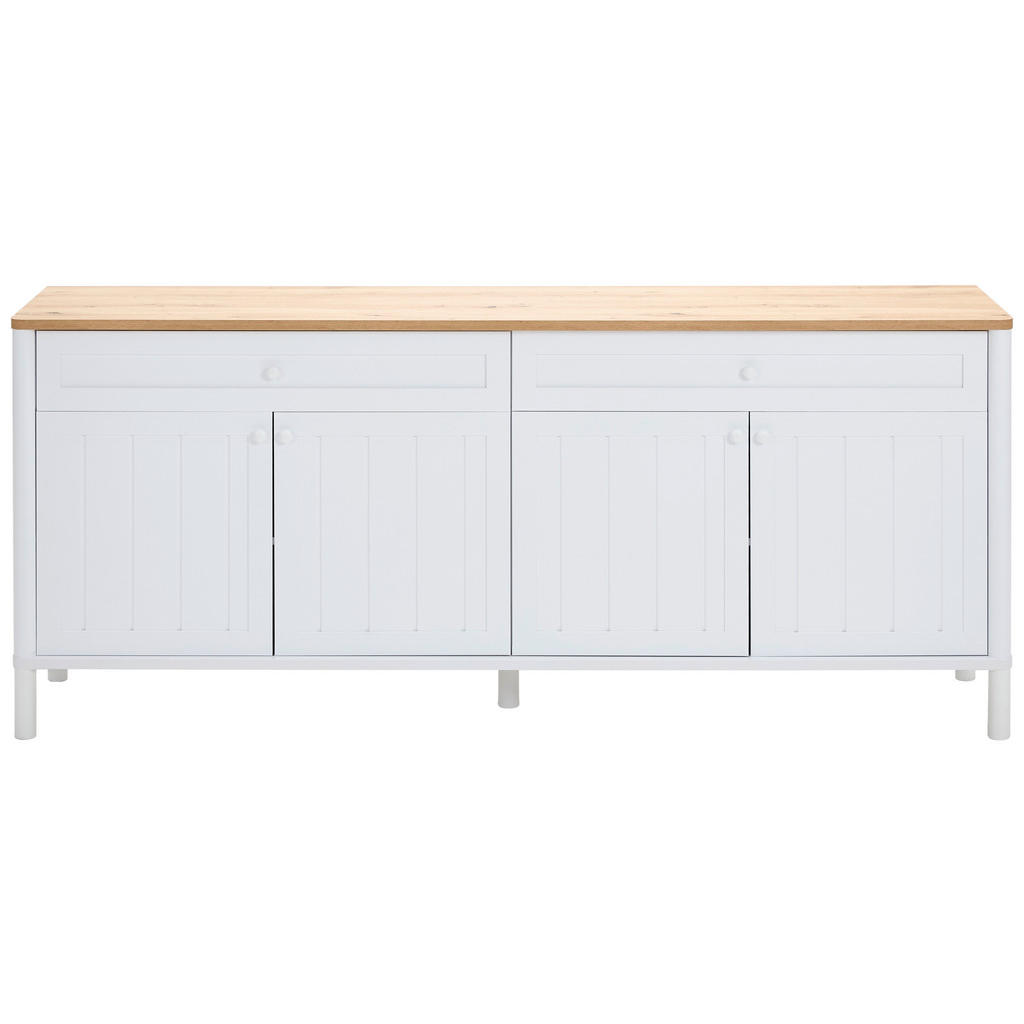 Thumbnail - home24 Sideboard, Weiß, Eiche Artisan, Metall, 2 Fächer, 2 Schubladen, 207.5x95.20x45.5 cm, Beimöbel erhältlich, stehend...