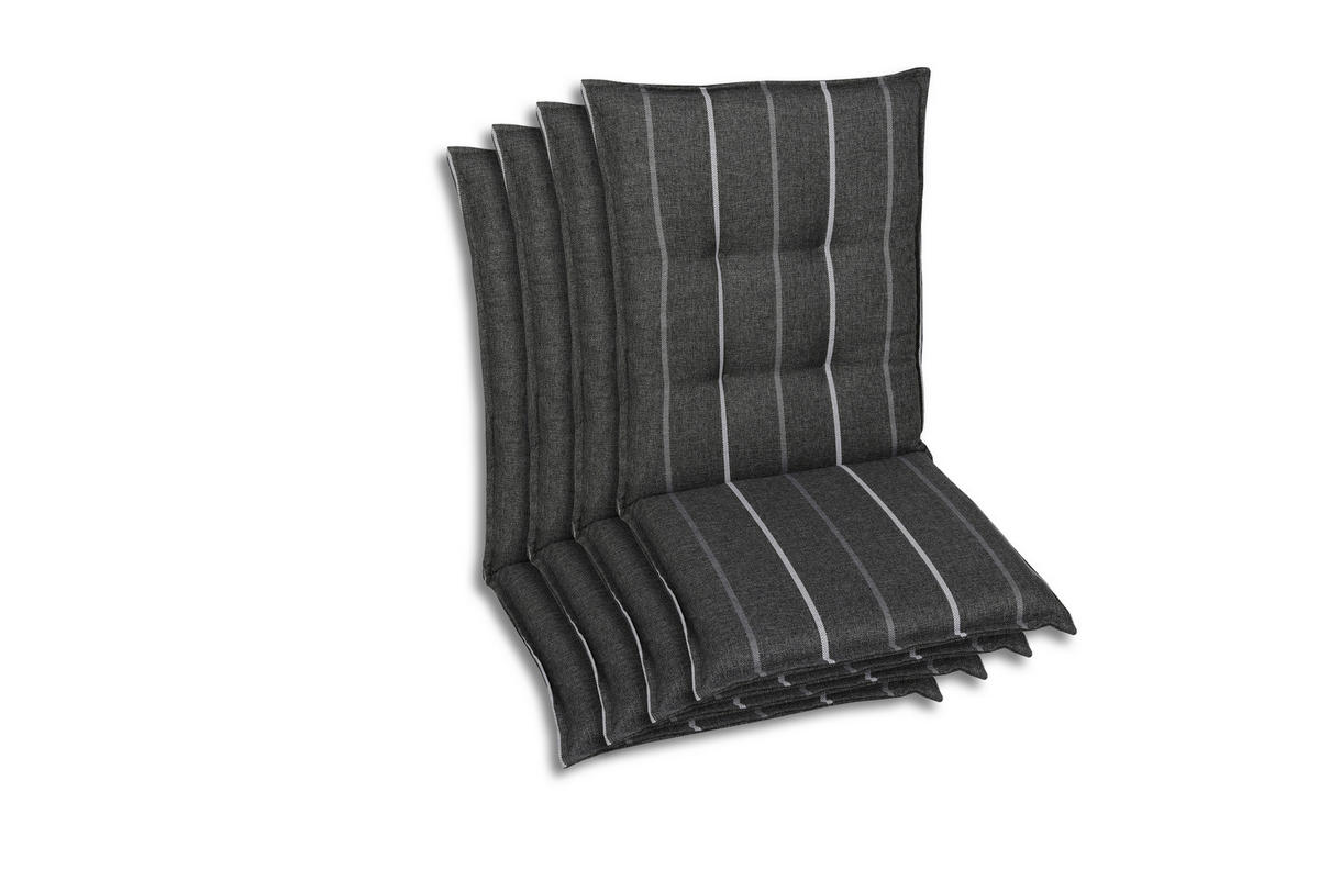 SESSELAUFLAGENSET in Anthrazit Streifen  - Anthrazit, Basics, Textil (50/7/108cm)