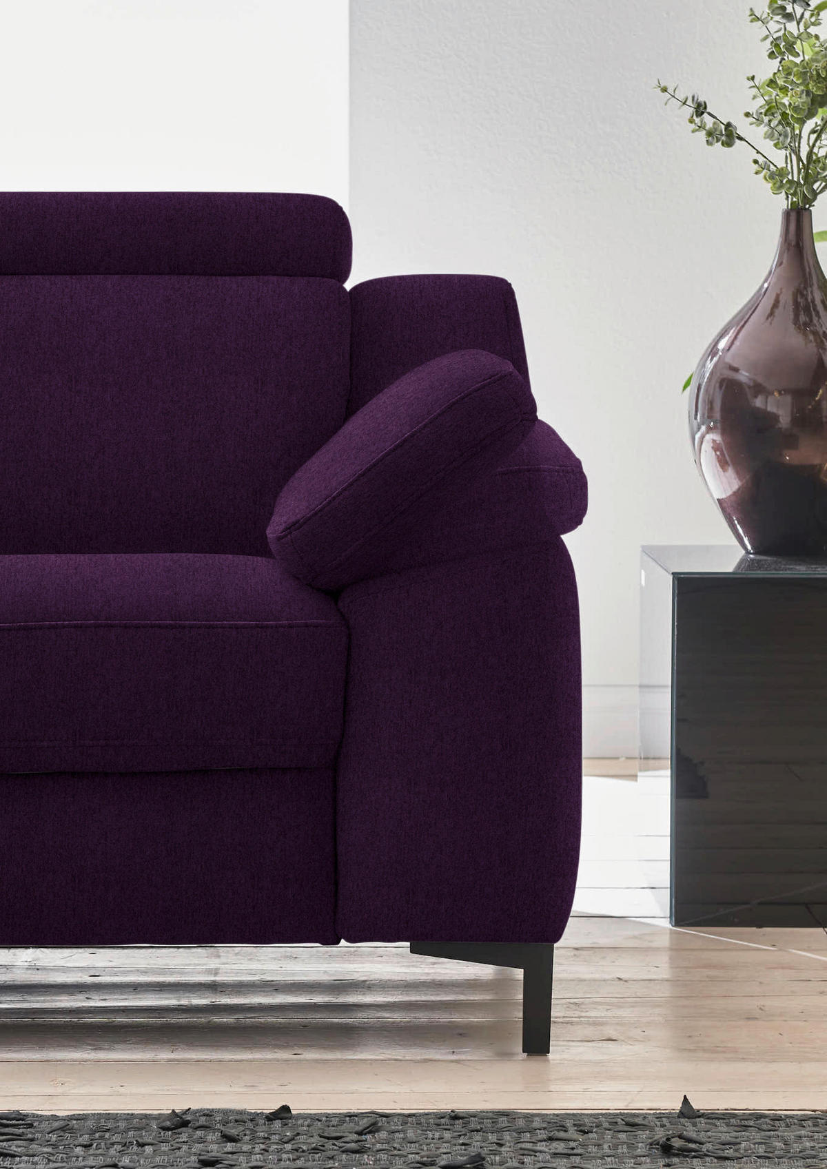 3-SITZER-SOFA in Chenille Violett  - Violett/Schwarz, Design, Textil/Metall (230/104/104cm) - Valdera