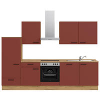KÜCHENLEERBLOCK 300 cm   in Rot, Eichefarben  - Eichefarben/Rot, MODERN, Holzwerkstoff/Metall (300cm) - Nobilia