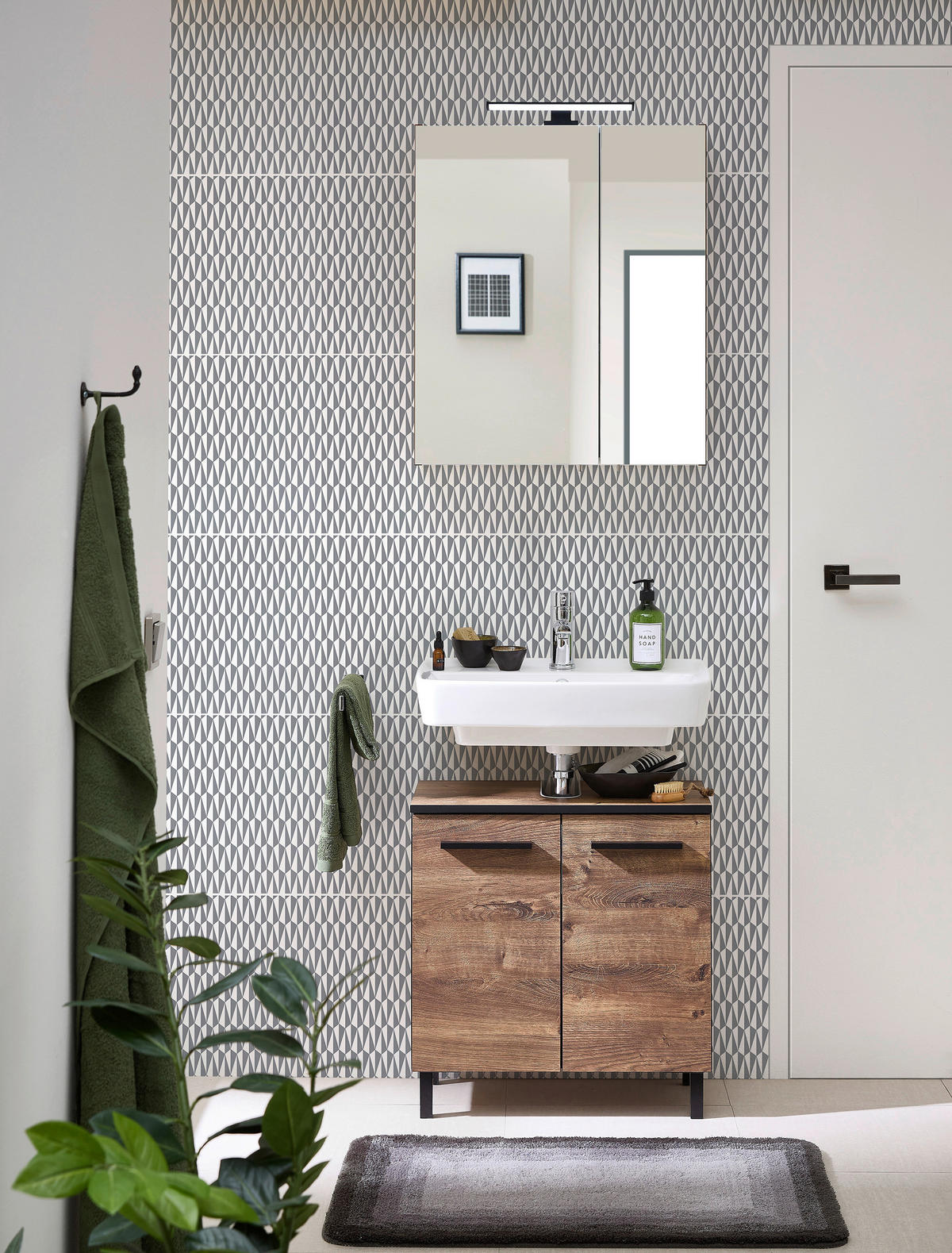 SPIEGELSCHRANK 60/70/20 cm  - Chromfarben/Eichefarben, Design, Glas/Holzwerkstoff (60/70/20cm) - Xora