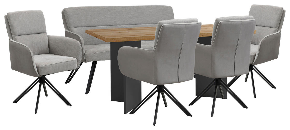SITZBANK - Hellgrau/Schwarz, MODERN, Textil/Metall (160/94/67cm) - MID.YOU
