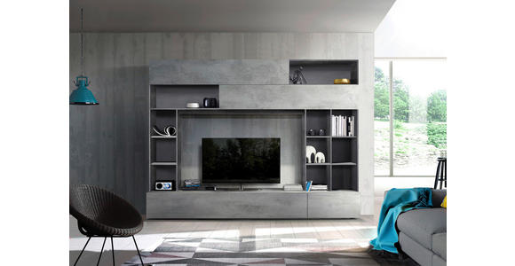 WOHNWAND 5-teilig in Hellgrau, Dunkelgrau 277/209/40 cm - Dunkelgrau/Hellgrau, MODERN, Holzwerkstoff/Kunststoff (277/209/40cm) - Carryhome